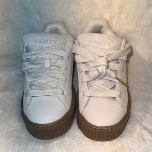 Fenty White Sneakers with Brown Soles